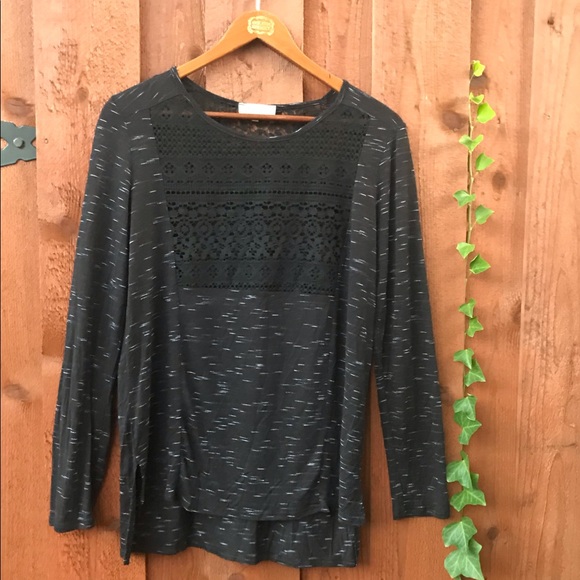 {Fleur Elise} Sheer Slub Long Sleeve Tee - Picture 1 of 7